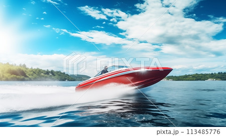 Exciting speedboat rides and thrilling water sports adventures.AI Generated 113485776