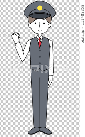 Fist pump - Full-body illustration of a young man in uniform 113485858
