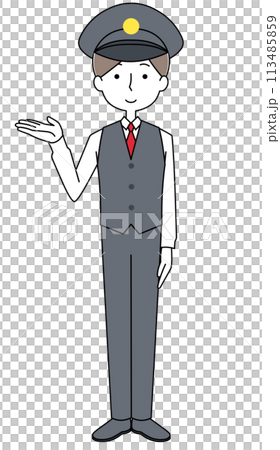 Information: Full-body illustration of a young man in uniform 113485859