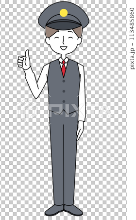 Good sign - Full-body illustration of a young man in uniform 113485860