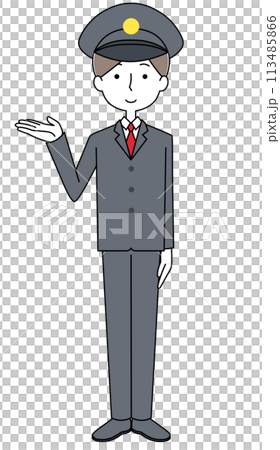 Information: Full-body illustration of a young man in uniform 113485866