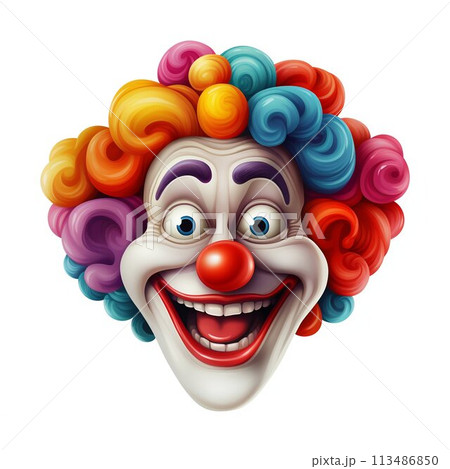 Vibrant Clown Face in Cartoon Style. Generative ai 113486850