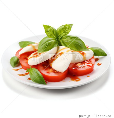 Fresh Caprese Salad with Ripe Tomatoes and Mozzarella. Generative ai 113486928