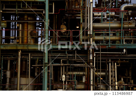 大小のパイプが精密に配置された化学プラント 113486987