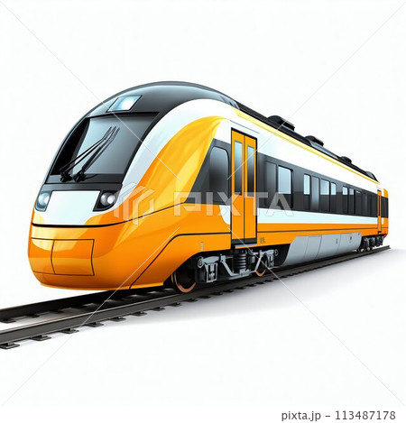 Modern Bright Fast Train, Isolated on White Background. Generative ai 113487178