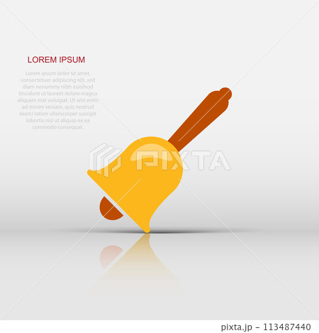 Bell alarm vector icon in flat style. Bell jingle illustration on white isolated background. Gong business concept. Bell alarm vector icon in flat style. Bell jingle illustration on white isolated background. Gong business concept. 113487440