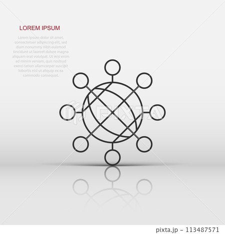 Sharing globe icon in flat style. Digital connect illustration on white isolated background. Teamwork communication business concept. Sharing globe icon in flat style. Digital connect illustration on white isolated background. Teamwork communication business concept. 113487571