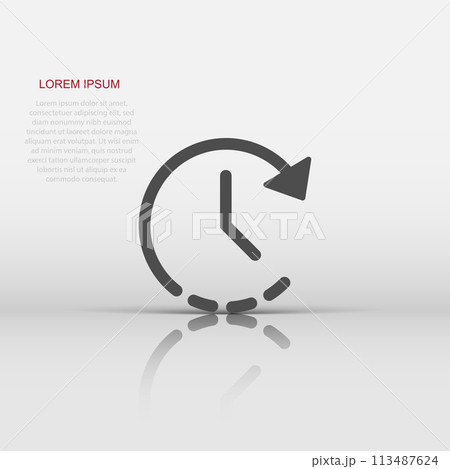 Clock time icon in flat style. Vector illustration. Business concept clock timer pictogram. 113487624