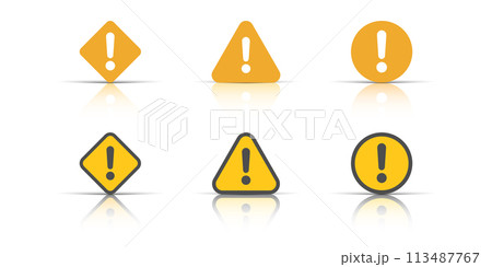Exclamation mark icons set in flat style. Danger alarm vector illustration on white isolated background. Caution risk business concept. 113487767