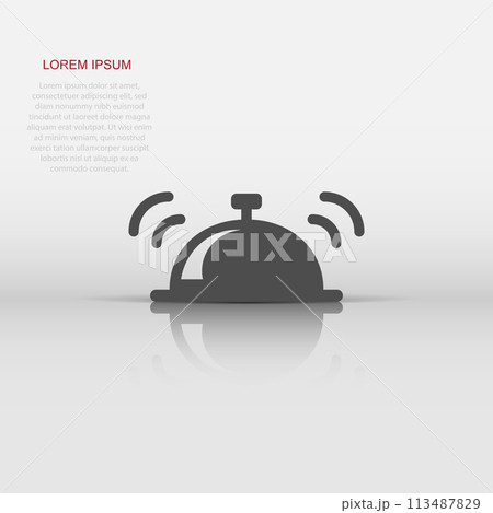 Bell vector icon in flat style. Alarm bell illustration on white isolated background. Handbell sign concept. 113487829
