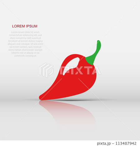 Chili pepper in flat style. Spicy peppers illustration on white isolated background. Chili paprika business concept. 113487942