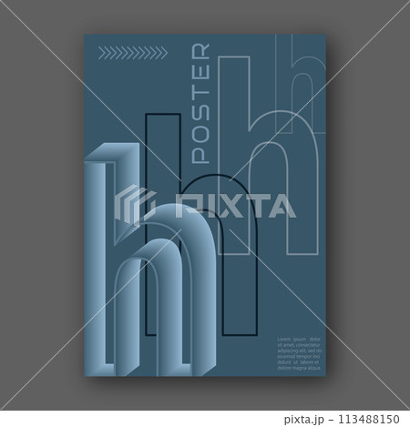 Stylized lowercase letter H. Template for poster, poster, cover, interior design. The idea of creative design 113488150