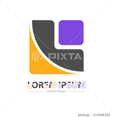 Company logo. Composite square. Template for a brand, sticker. Business ID for a business card, letterhead. Preparation of corporate identity Company logo. Composite square. Template for a brand, sticker. Business ID for a business card, letterhead. Preparation of corporate identity 113488162