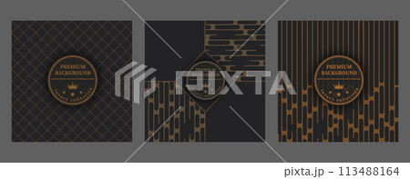 A luxurious pattern. Premium background for interior decoration, textiles, packaging and backgrounds. Golden ornament on a dark background. Creative design idea A luxurious pattern. Premium background for interior decoration, textiles, packaging and backgrounds. Golden ornament on a dark background. Creative design idea 113488164