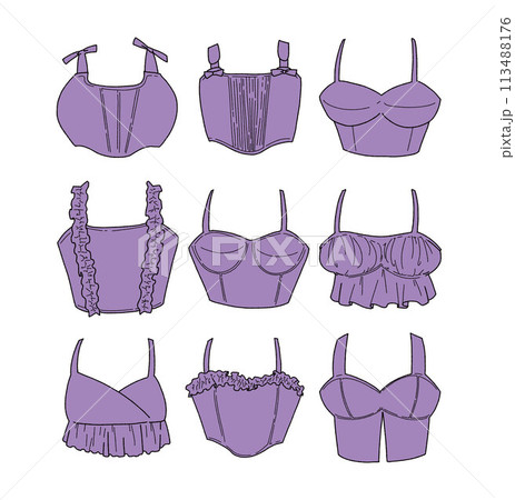 紫のビスチェのイラストセット 113488176