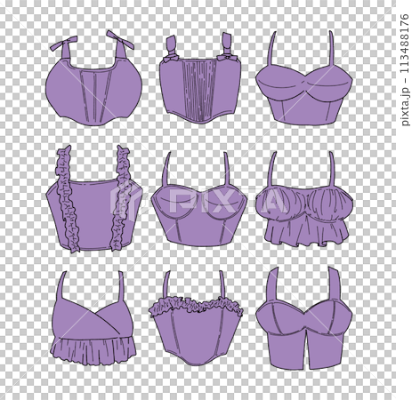 紫のビスチェのイラストセット 113488176