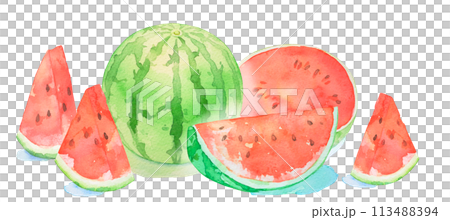Watermelon Watercolor illustration of watermelon Summer Fruits Cutout 113488394