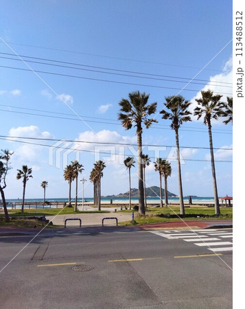 ビヤンドを臨む挟才海水浴場(済州島) ビヤンドを臨む挟才海水浴場(済州島) 113488512
