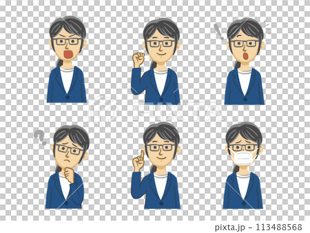 スーツの女性のイラストセット 113488568