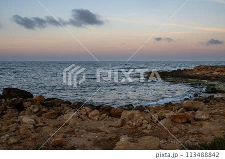 Rocky bay of the Mediterranean sea, Sicily, Italy Rocky bay of the Mediterranean sea, Sicily, Italy 113488842