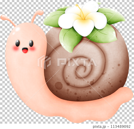 Snail and frangipani flower Snail and frangipani flower 113489092