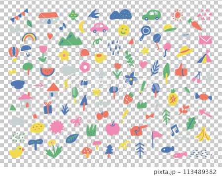 かわいい小さな飾りのイラストセット かわいい小さな飾りのイラストセット 113489382