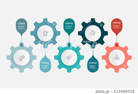 infographics gear wheel steps timeline business workflow report template background infographics gear wheel steps timeline business workflow report template background 113489558