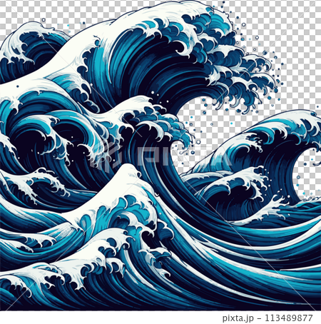 Ukiyo-e style waves Ukiyo-e style waves 113489877