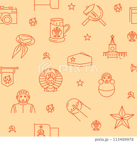 Seamless pattern with Soviet symbols Seamless pattern with Soviet symbols 113489978