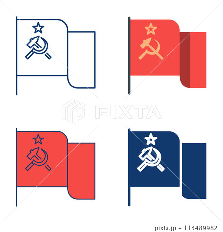 Flag of the Soviet Union icon set 113489982