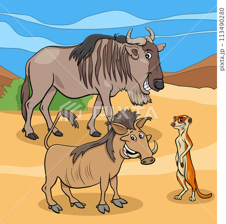 cartoon African wild animal characters group 113490280