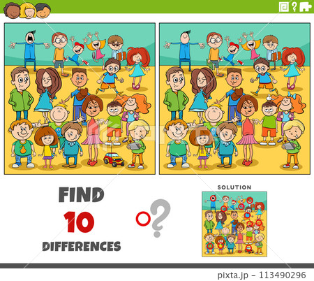 differences activity with cartoon children...のイラスト素材 [113490296] - PIXTA
