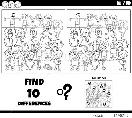 differences activity with cartoon children...のイラスト素材 [113490297] - PIXTA