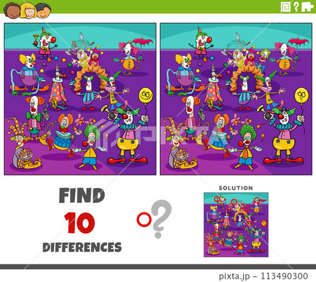 differences activity with cartoon clowns characters group 113490300