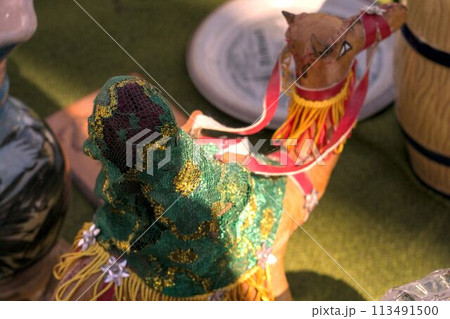 colorful decorative tribal decoration with red and green colorful decorative tribal decoration with red and green 113491500