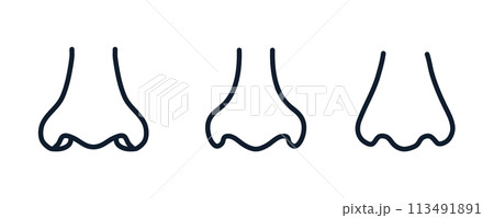 Nose line icon vector illustration. Nose smell human cartoon line icon. Nose line icon vector illustration. Nose smell human cartoon line icon. 113491891