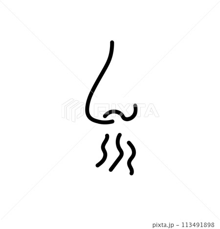 Breath smell nose line icon. Odour breath smell stroke web human sneeze air icon symbol illustration Breath smell nose line icon. Odour breath smell stroke web human sneeze air icon symbol illustration 113491898