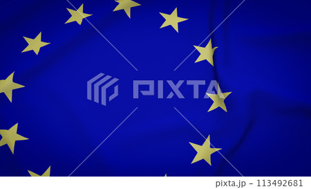 The Eu flag or European union flag 3d rendering. 113492681