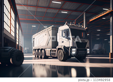 Special purpose truck for in the hangar garage on maintenance Special purpose truck for in the hangar garage on maintenance 113492958