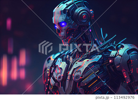 bright colorful cyborg bright colorful cyborg 113492976