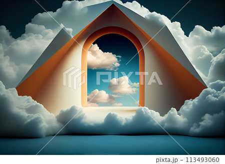 abstract peachy background with blue sky inside abstract peachy background with blue sky inside 113493060