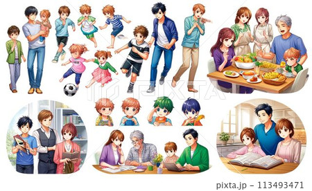 家族イラストセット 家族イラストセット 113493471