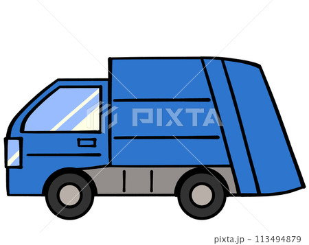 シンプルなゴミ収集車のイラスト素材 113494879