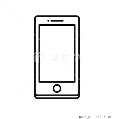スマートフォン・ボタン・線画 スマートフォン・ボタン・線画 113496250