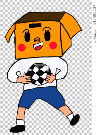 サッカーをする段ボールくん サッカーをする段ボールくん 113496337