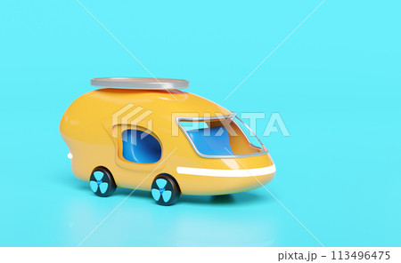 3d bus or van isolated on blue background. public transportation concept, 3d render illustration 113496475
