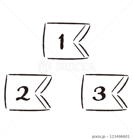 シンプルでおしゃれなフラッグ型のランキングパーツのセット(白黒) シンプルでおしゃれなフラッグ型のランキングパーツのセット(白黒) 113496601