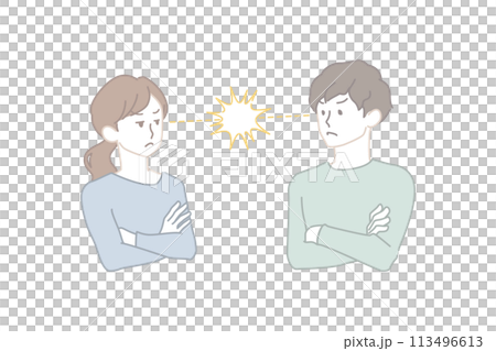 A young couple, man and woman, in conflict and sparks A young couple, man and woman, in conflict and sparks 113496613