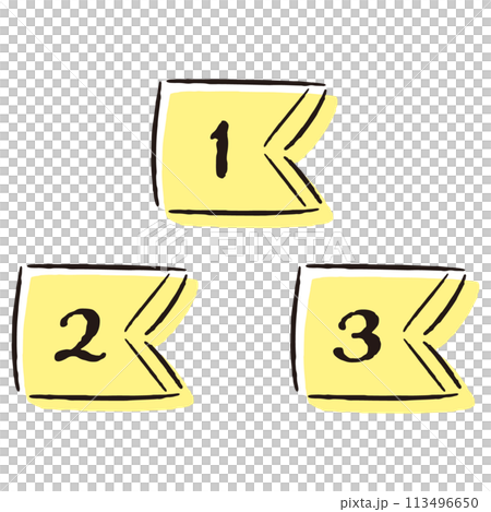 シンプルでおしゃれなフラッグ型のランキングパーツのセット（黄色） 113496650