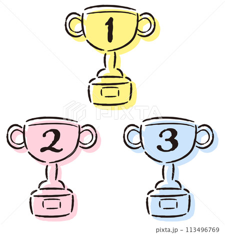 シンプルでおしゃれなカップ(トロフィー)のランキングパーツのセット(カラー) シンプルでおしゃれなカップ(トロフィー)のランキングパーツのセット(カラー) 113496769